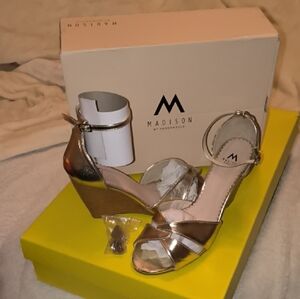Madison - Jadie Gold Wedge Sandals